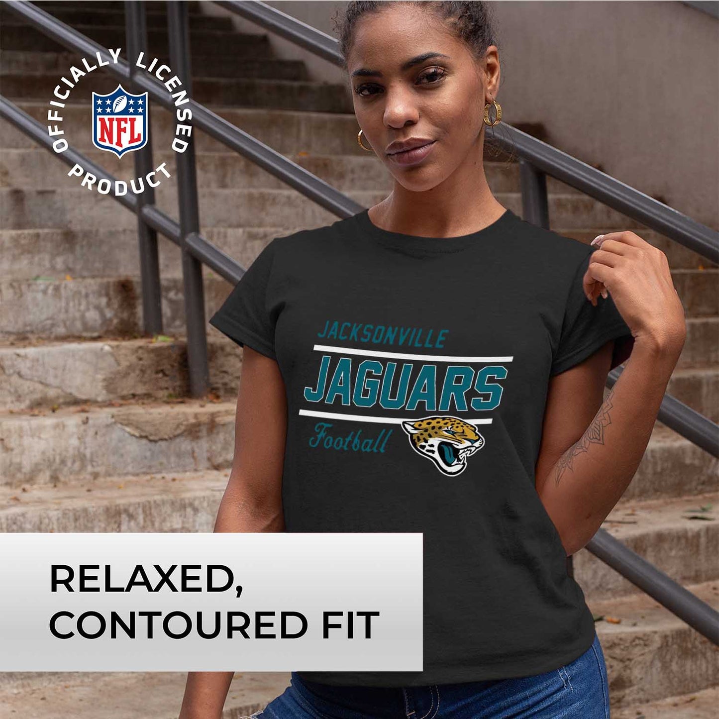 Jacksonville Jaguars NFL Womens Plus Size Relaxed Fit T-Shirt - Black
