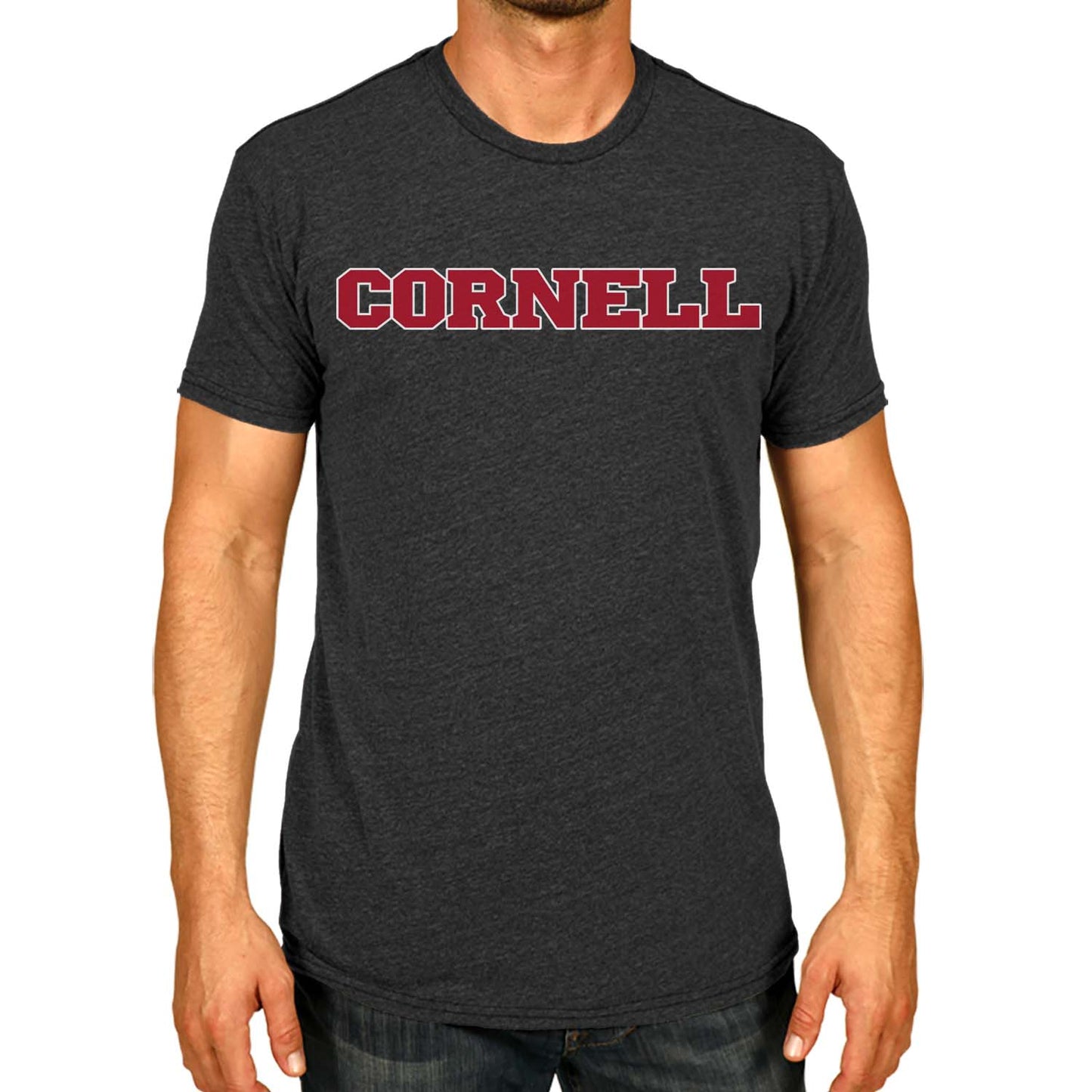 Cornell Big Red Campus Colors NCAA Adult Cotton Blend Charcoal Tagless T-Shirt - Charcoal