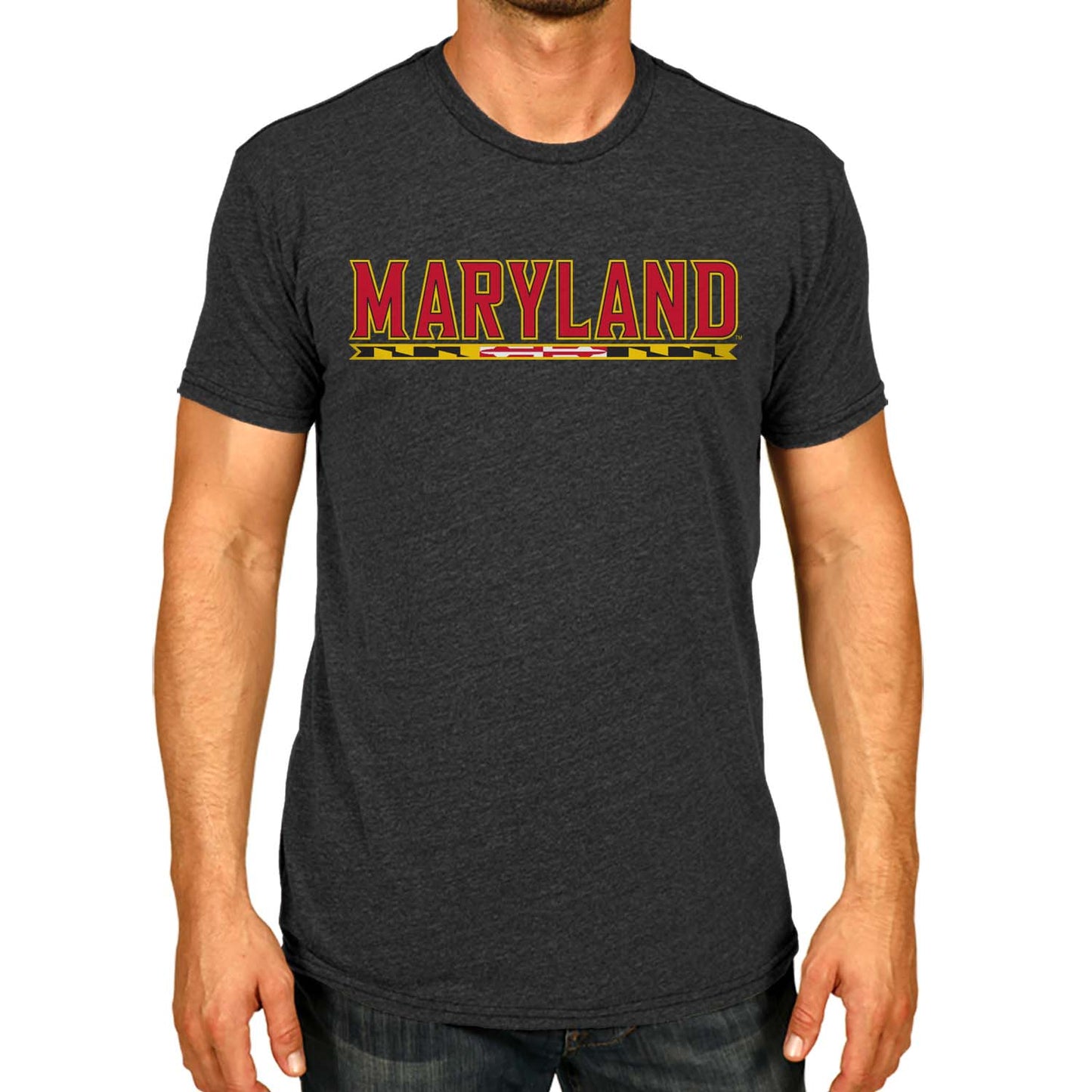 Maryland Terrapins Campus Colors NCAA Adult Cotton Blend Charcoal Tagless T-Shirt - Charcoal