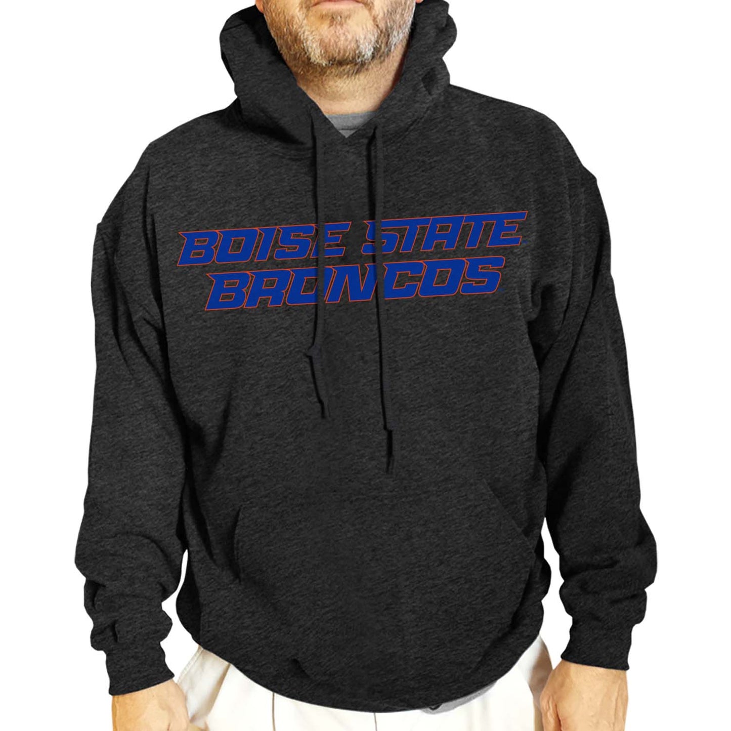 Boise State Broncos NCAA Adult Cotton Blend Charcoal Hooded Sweatshirt - Charcoal