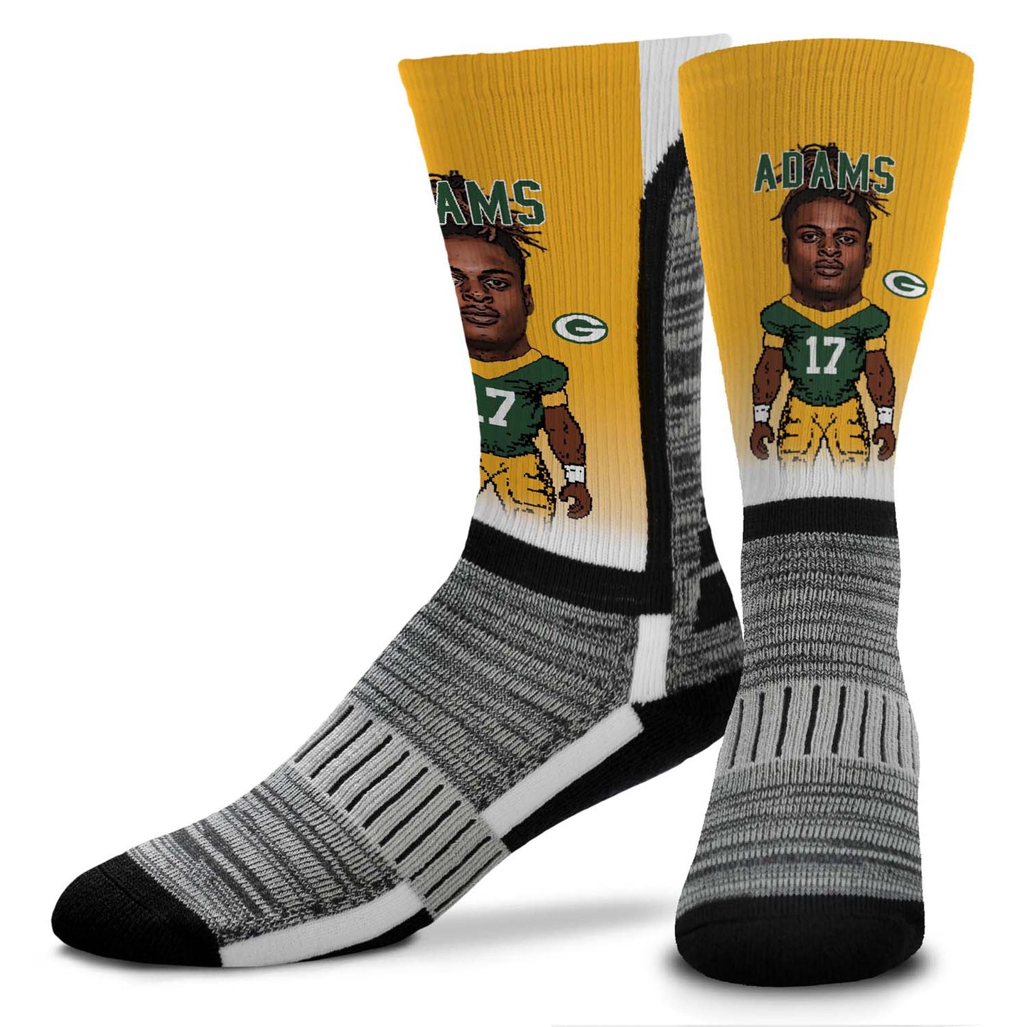 Green Bay Packers FBF NFL Adult V Curve MVP Player Crew Socks - Gold #17