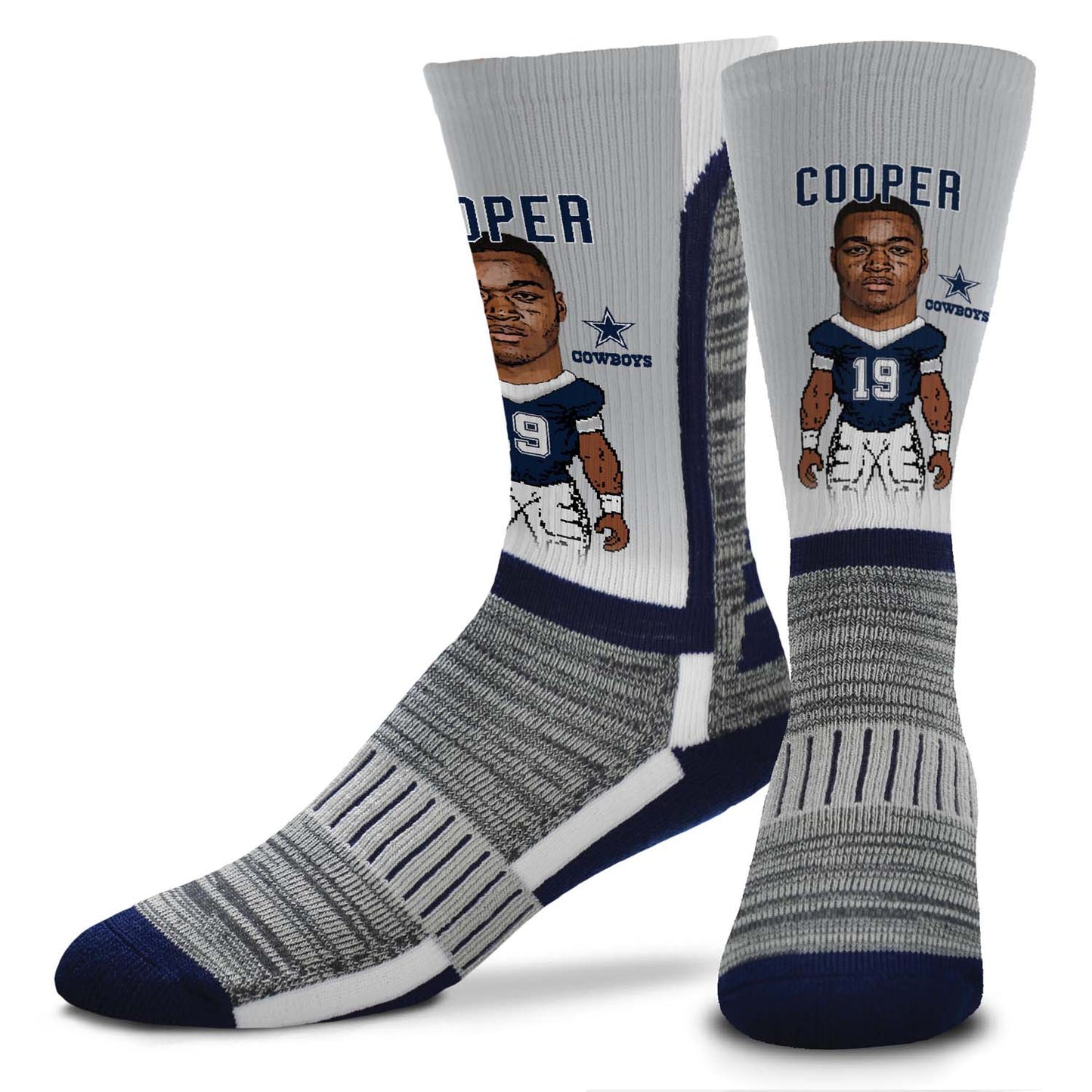 Dallas Cowboys NFL Adult V Curve MVP Player Crew Socks - Sport Gray #19