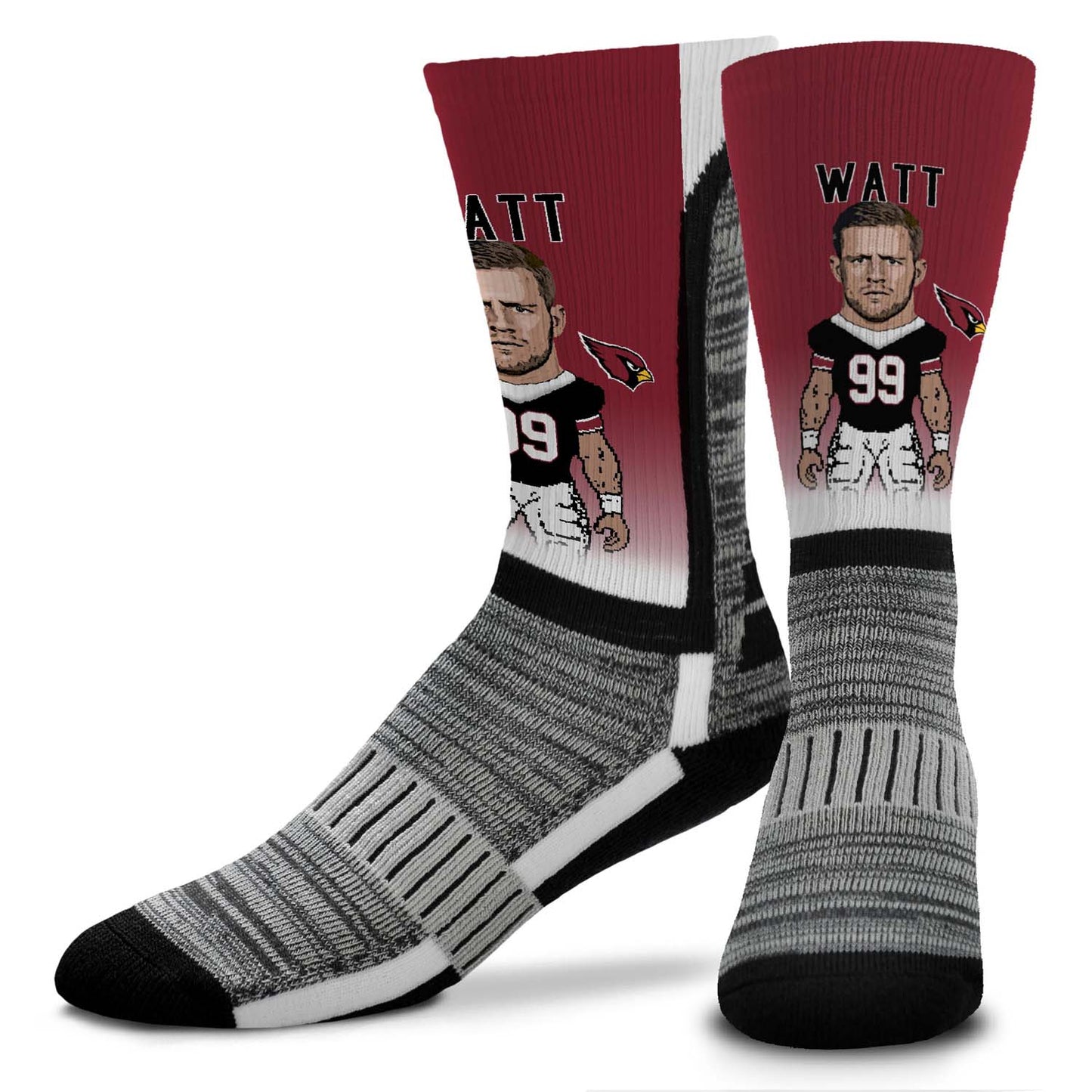 Arizona Cardinals FBF NFL Youth V Curve MVP J.J. Watt Player Crew Socks - Cardinal #99