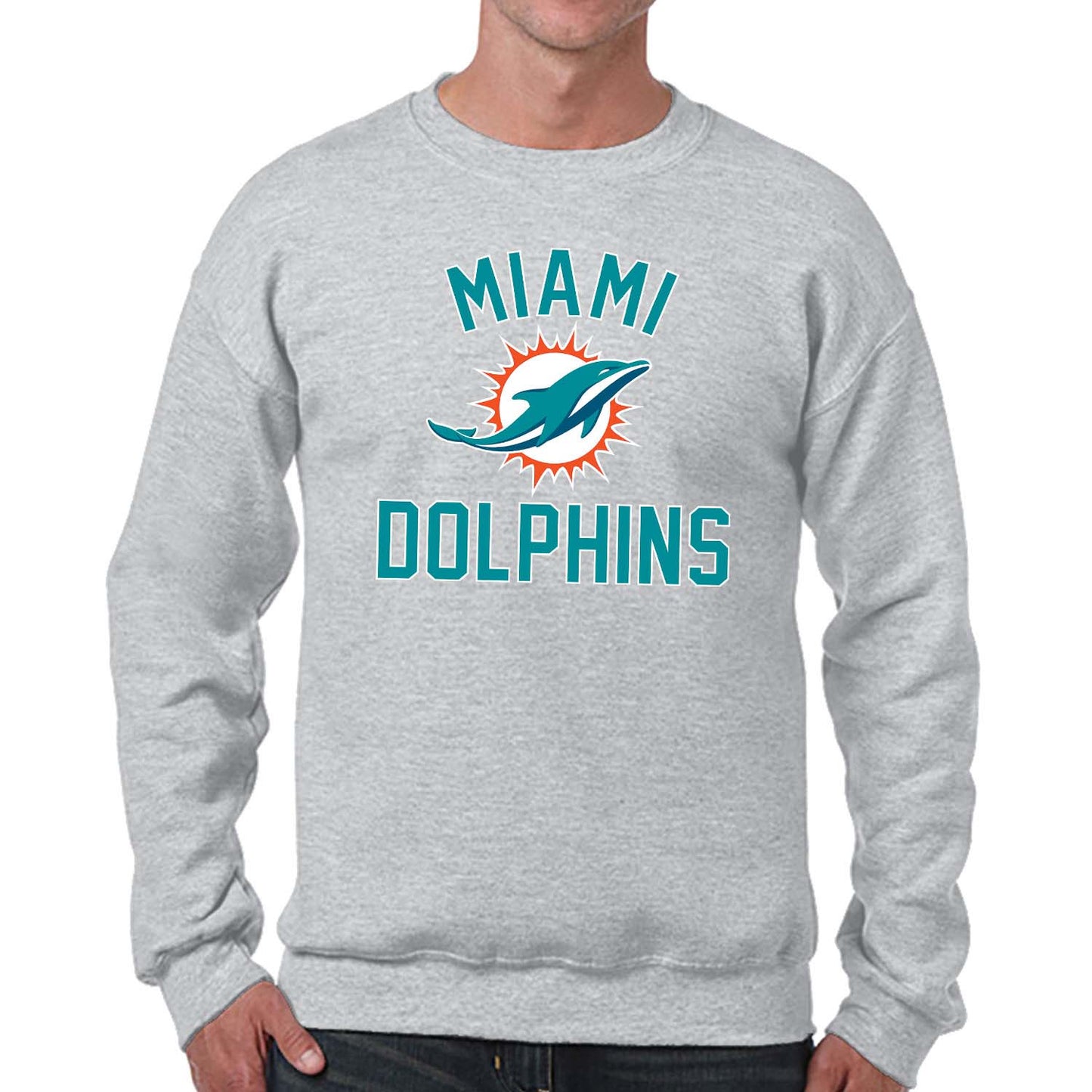 Miami Dolphins NFL Adult Gameday Football Crewneck Sweatshirt - Gray