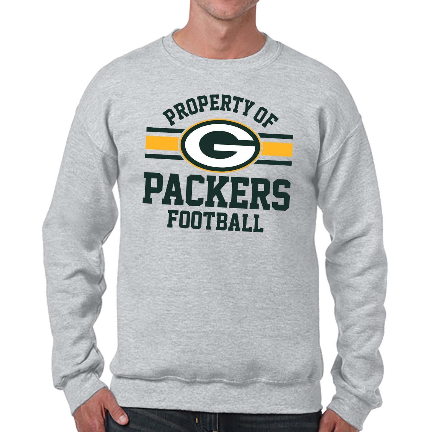 Green Bay Packers NFL Adult Property Of Crewneck Fleece Sweatshirt - Sport Gray