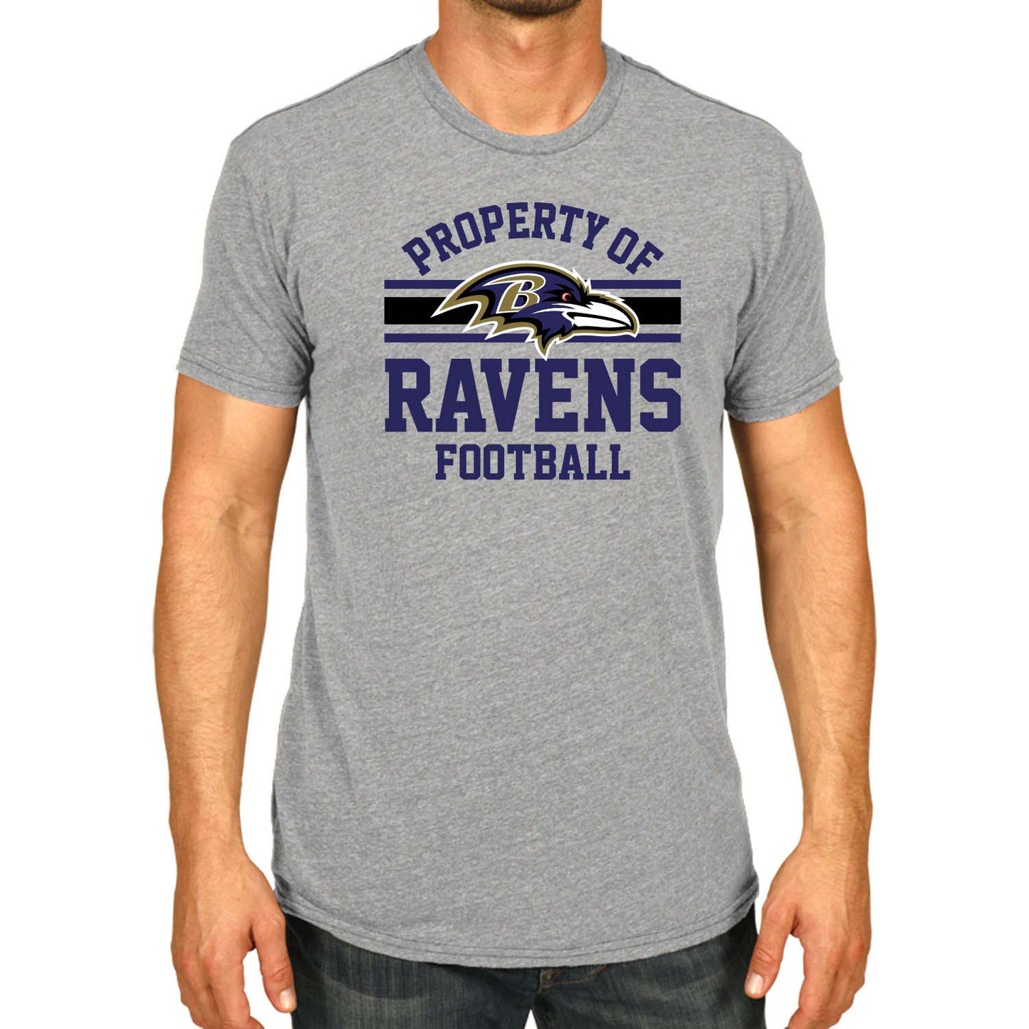 Baltimore Ravens NFL Adult Property Of T-Shirt - Sport Gray