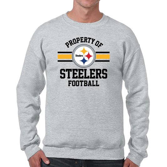 Pittsburgh Steelers NFL Adult Property Of Crewneck Fleece Sweatshirt - Sport Gray