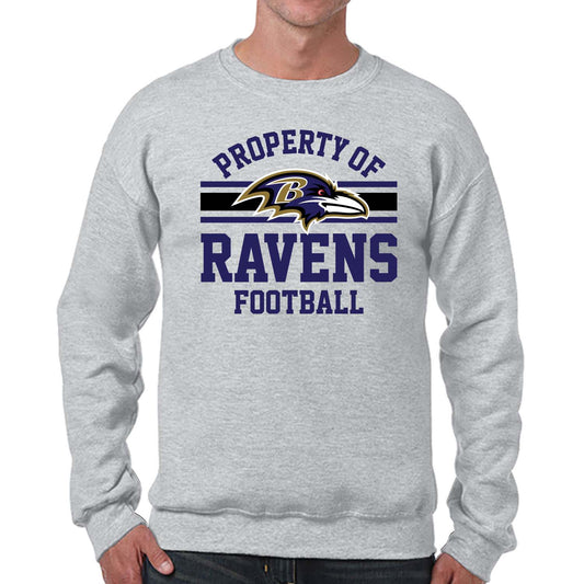 Baltimore Ravens NFL Adult Property Of Crewneck Fleece Sweatshirt - Sport Gray
