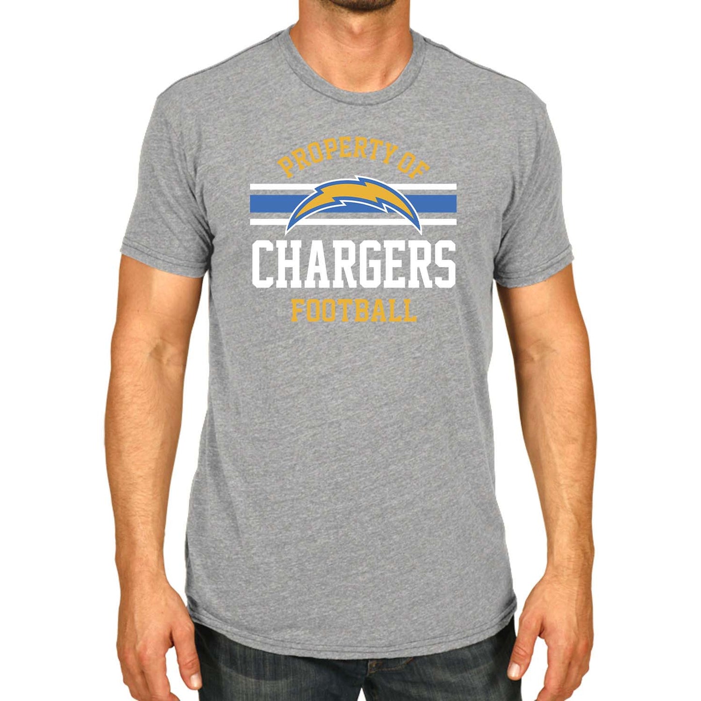 Los Angeles Chargers NFL Adult Property Of T-Shirt - Sport Gray