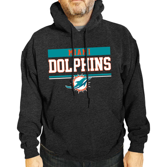 Miami Dolphins NFL Adult Gameday Charcoal Hooded Sweatshirt - Charcoal