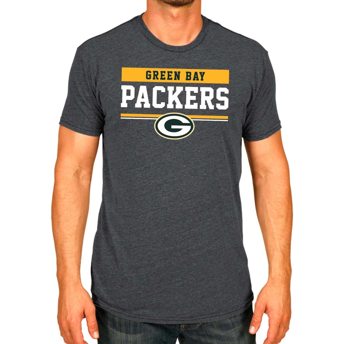 Green Bay Packers NFL Adult Team Block Tagless T-Shirt - Charcoal