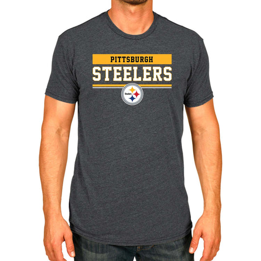 Pittsburgh Steelers NFL Adult Team Block Tagless T-Shirt - Charcoal