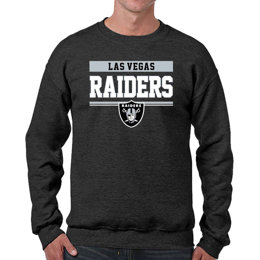 Las Vegas Raiders NFL Adult Long Sleeve Team Block Charcoal Crewneck Sweatshirt - Charcoal