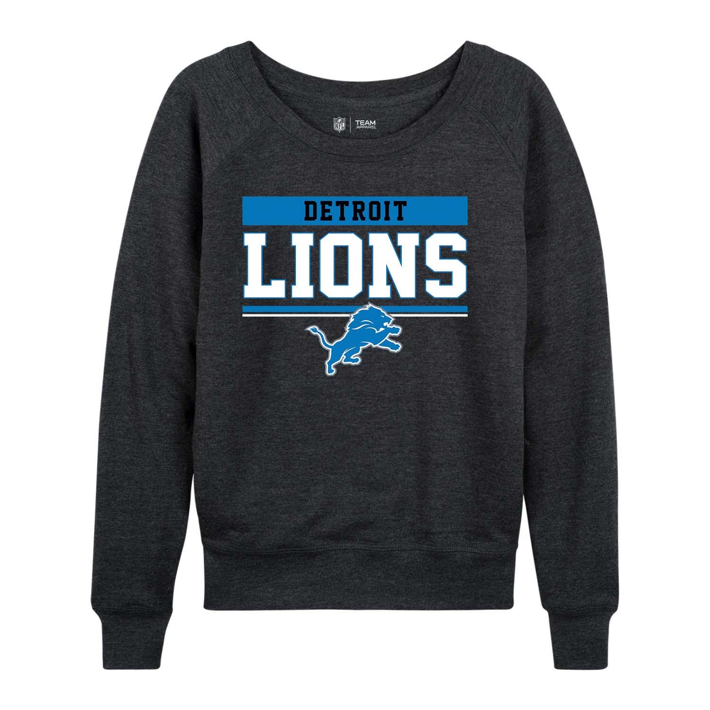 Detroit Lions NFL Womens Charcoal Crew Neck Football Apparel - Charcoal