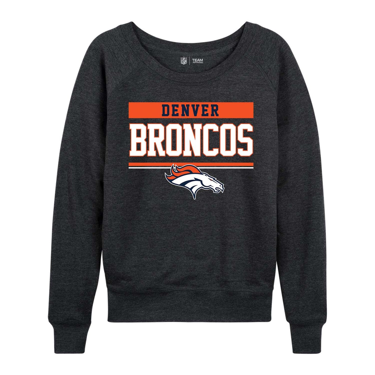 Denver Broncos NFL Womens Charcoal Crew Neck Football Apparel - Charcoal
