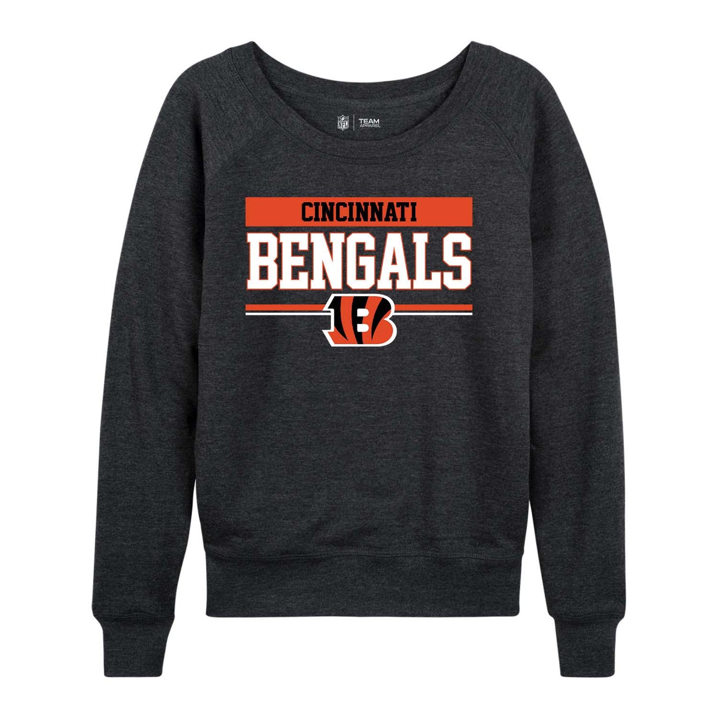 Cincinnati Bengals NFL Women's Plus Size Team Block Charcoal Crewneck - Charcoal