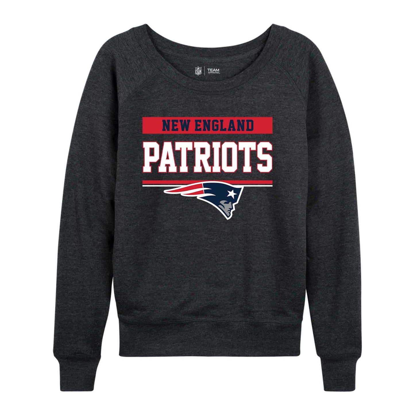 New England Patriots NFL Women's Plus Size Team Block Charcoal Crewneck - Charcoal