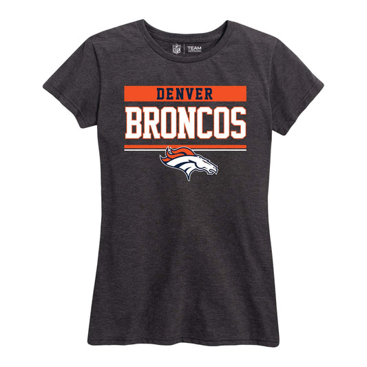 Denver Broncos NFL Women's Team Block Charcoal Tagless T-Shirt - Charcoal
