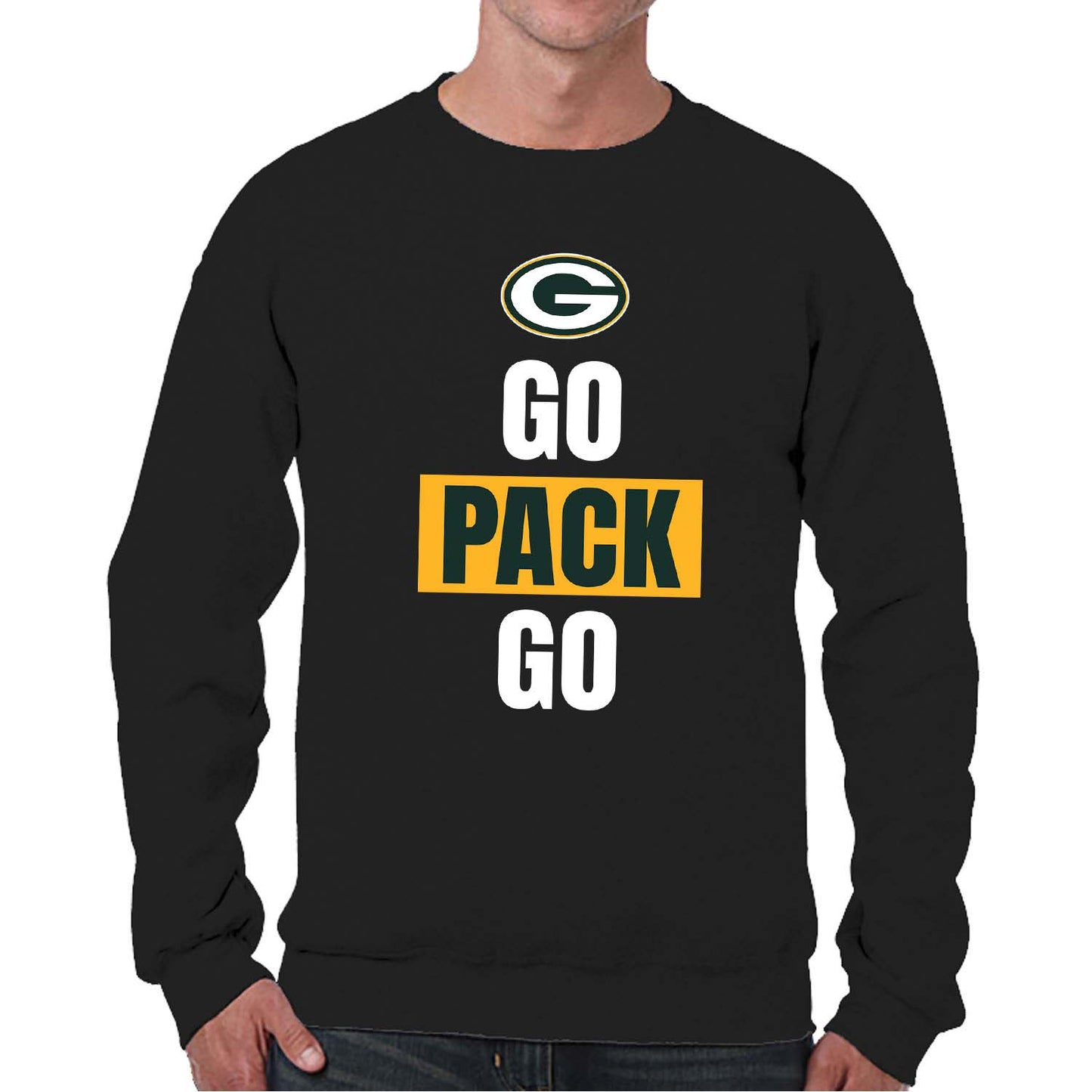 Green Bay Packers NFL Adult Slogan Crewneck Sweatshirt - Black