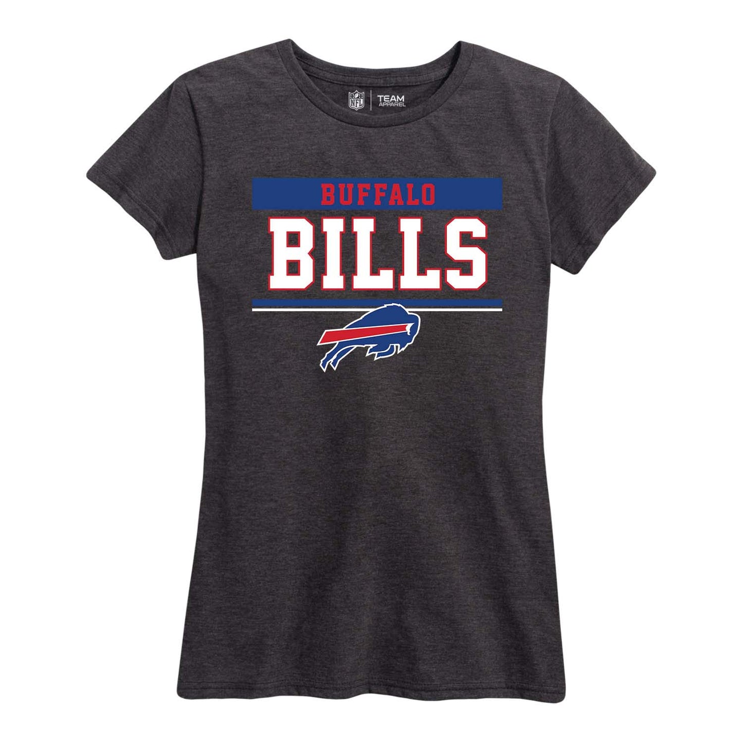 Buffalo Bills NFL Women's Team Block Plus Sized Relaxed Fit T-Shirt - Charcoal
