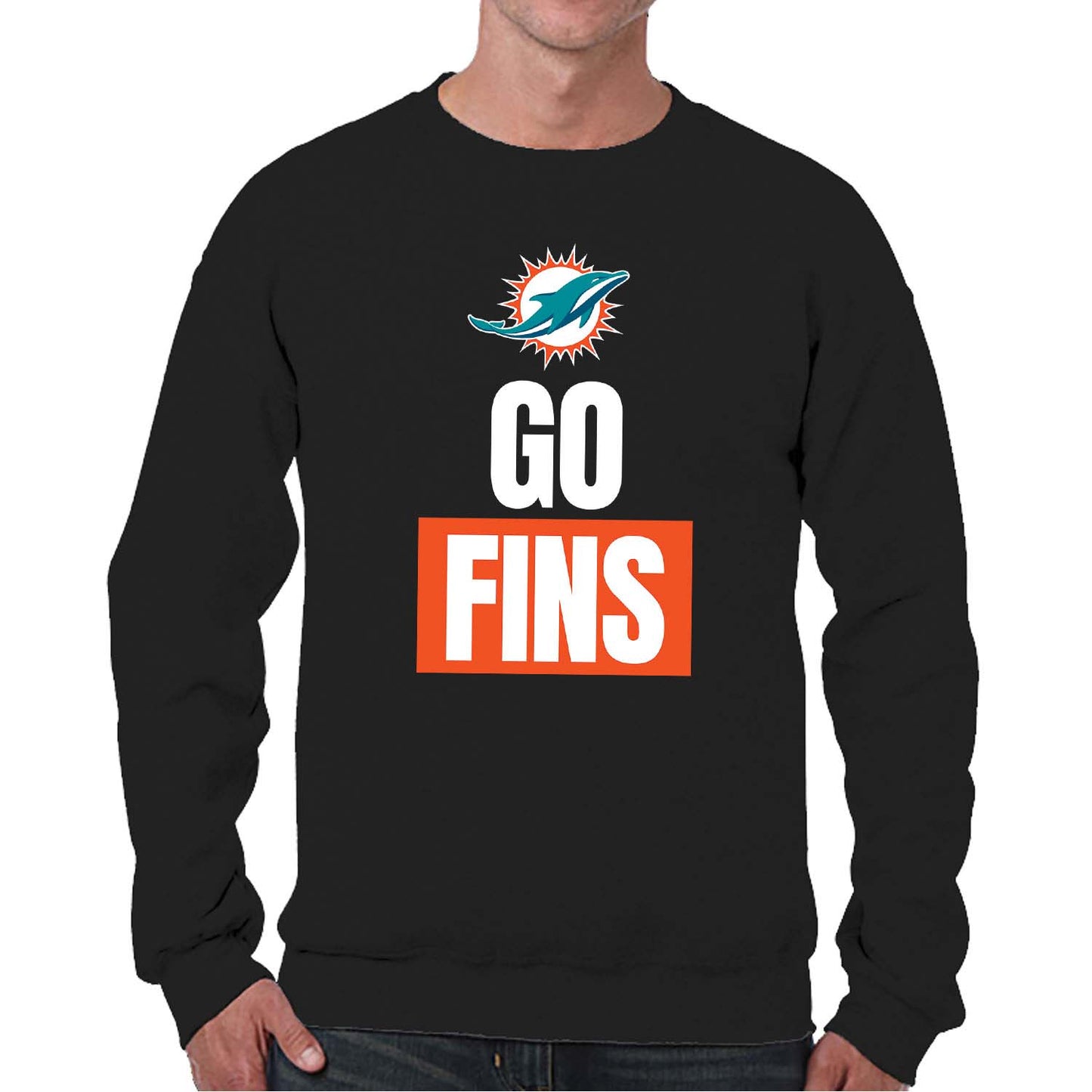 Miami Dolphins NFL Adult Slogan Crewneck Sweatshirt - Black