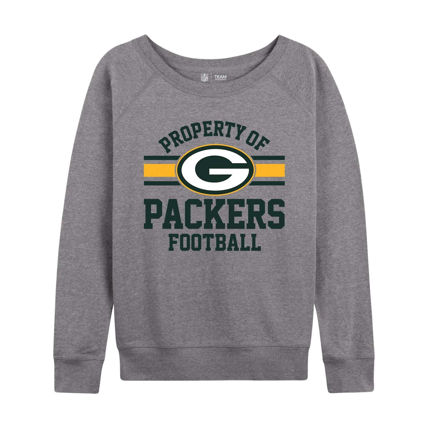 Green Bay Packers NFL Womens Property of Lighweight Crew Neck - Sport Gray