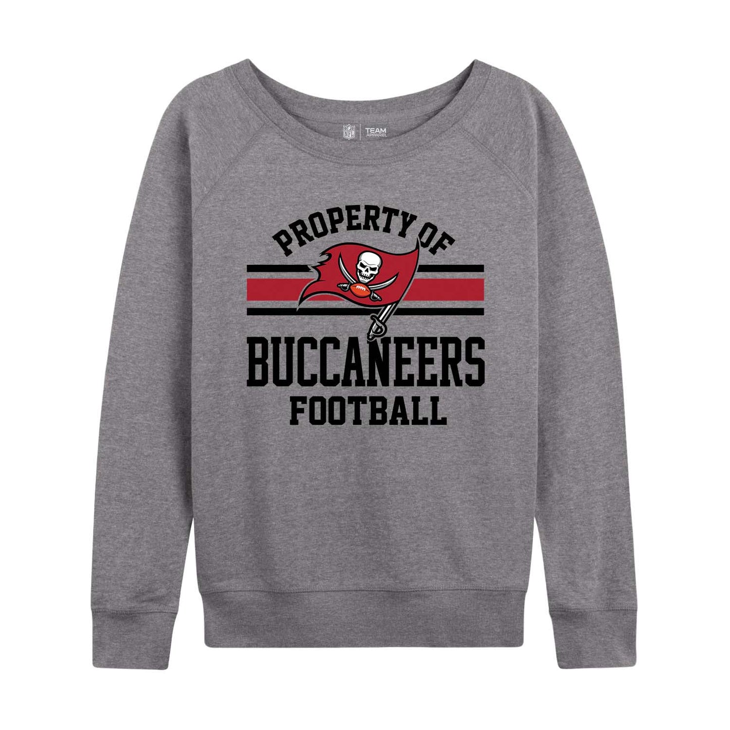 Tampa Bay Buccaneers NFL Womens Property of Lighweight Crew Neck - Sport Gray