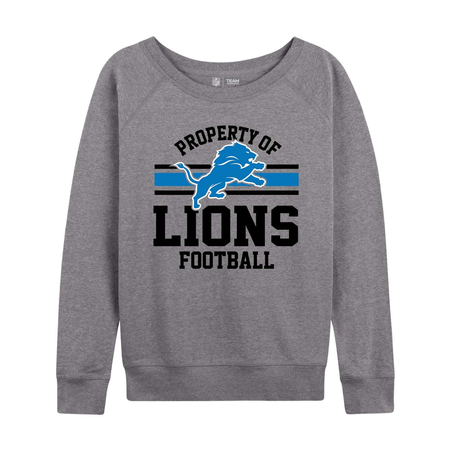 Detroit Lions NFL Womens Property of Lighweight Crew Neck - Sport Gray