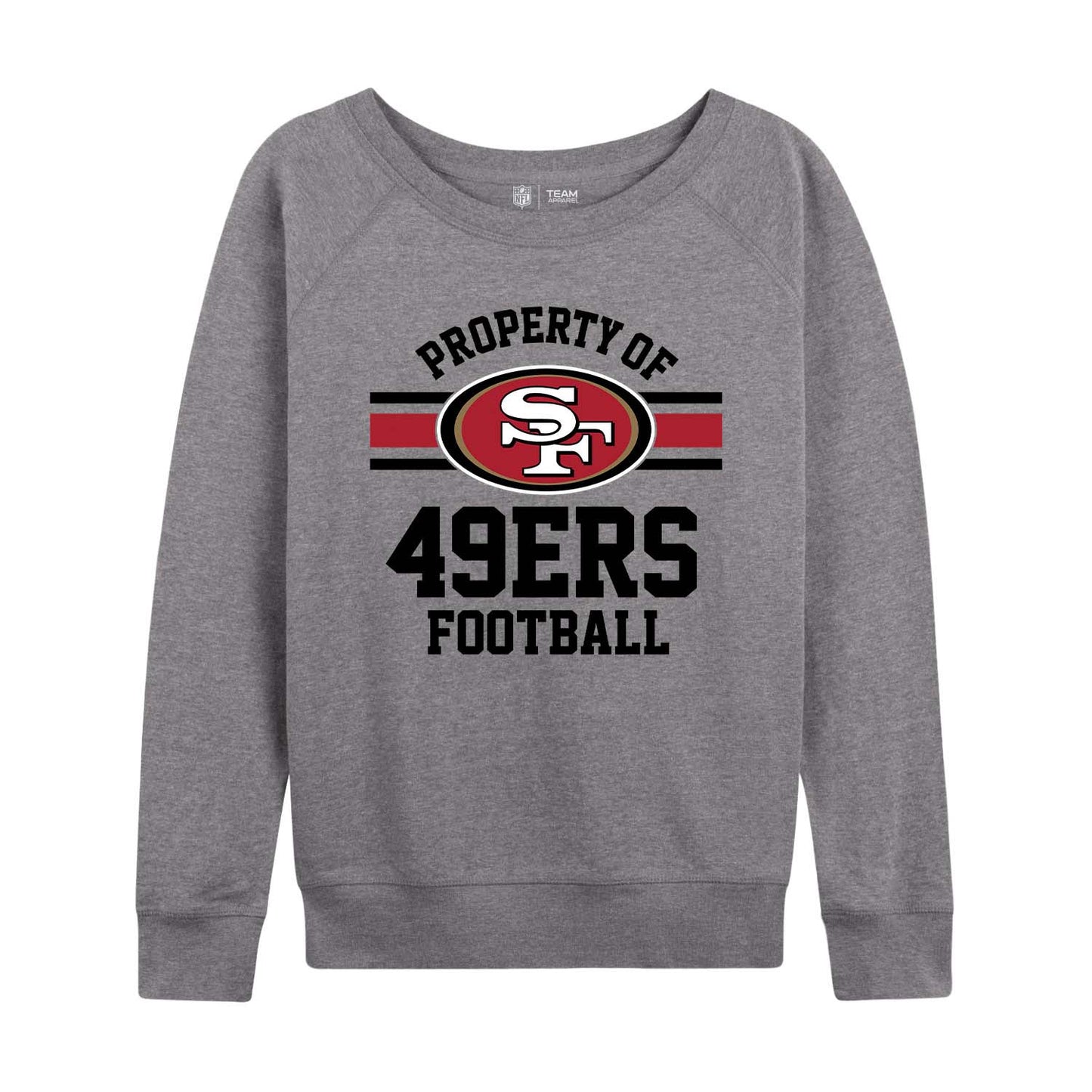 San Francisco 49ers NFL Womens Plus Size Property of Lightweight Crew Neck - Sport Gray