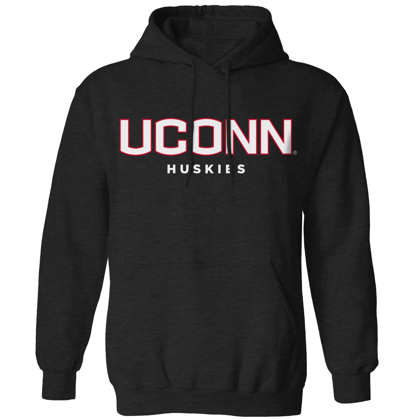UCONN Huskies NCAA Adult Cotton Blend Charcoal Hooded Sweatshirt - Charcoal