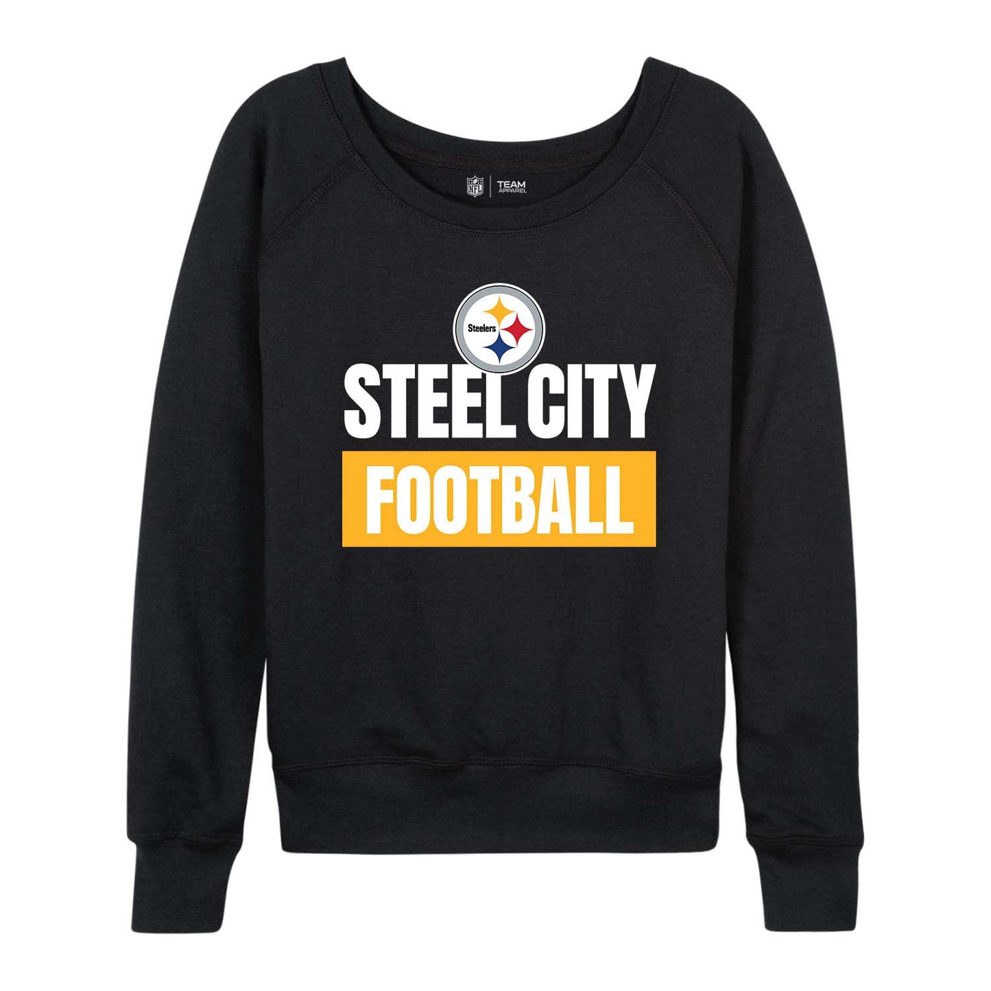 Pittsburgh Steelers NFL Womens Plus Size Team Slogan Crew Neck - Black