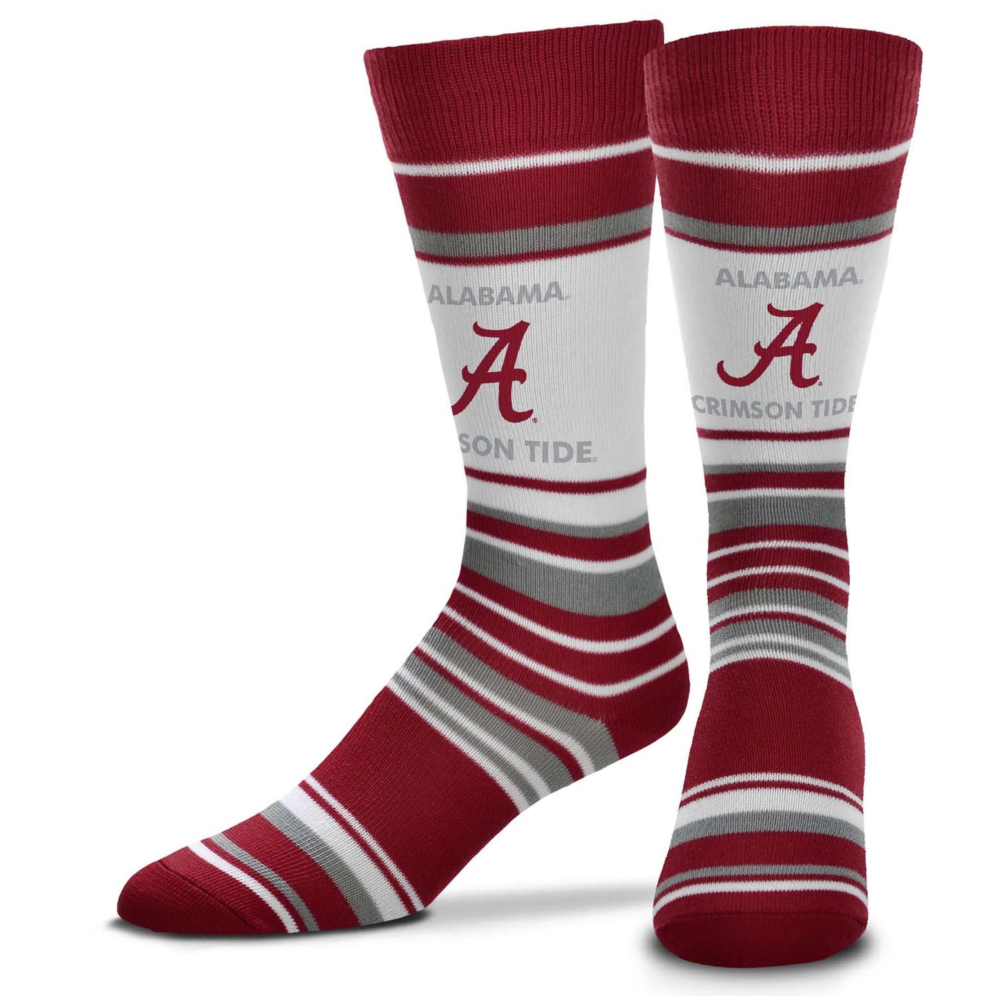 Alabama Crimson Tide Collegiate University Striped Dress Socks - Crimson