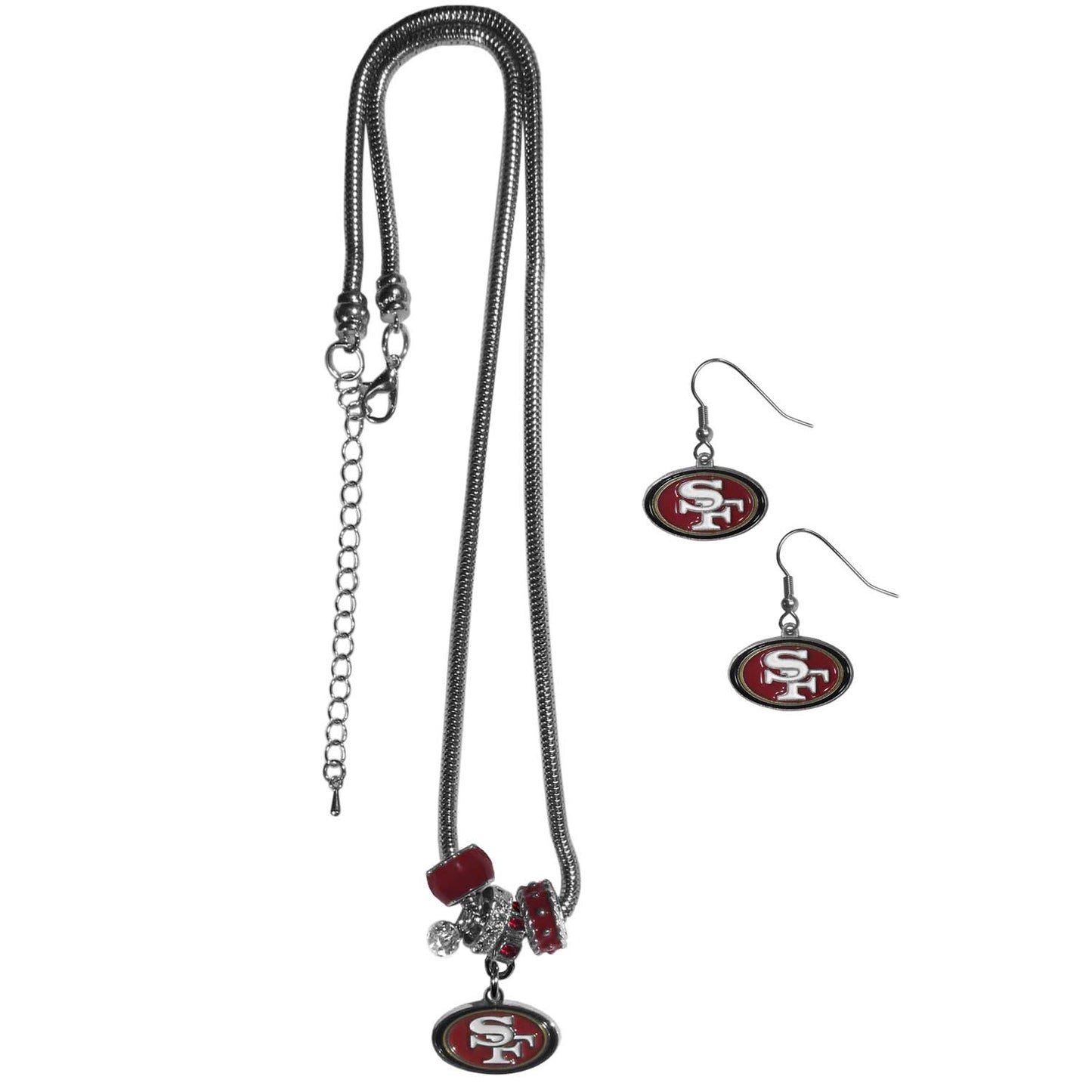 San Francisco 49ers NFL Game Day Necklace and Earrings - Silver