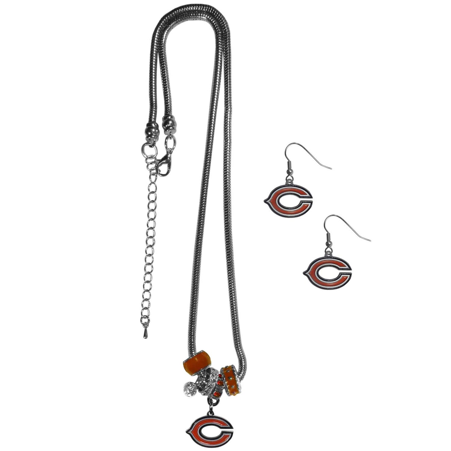 Chicago Bears NFL Game Day Necklace and Earrings - Silver