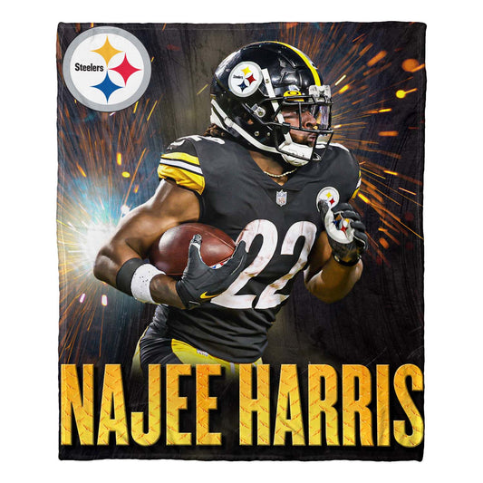 Pittsburgh Steelers Northwest NFL Hi-Def Najee Harris Silk Blanket - Black