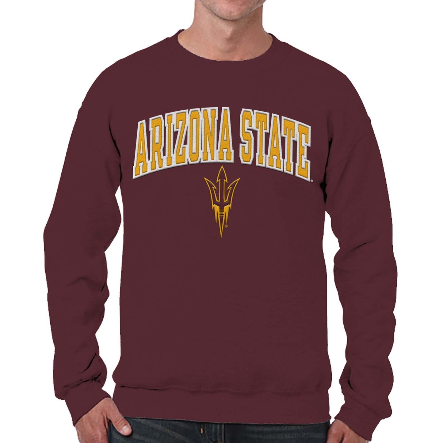 Arizona State Sun Devils NCAA Adult Tackle Twill Crewneck Sweatshirt - Maroon