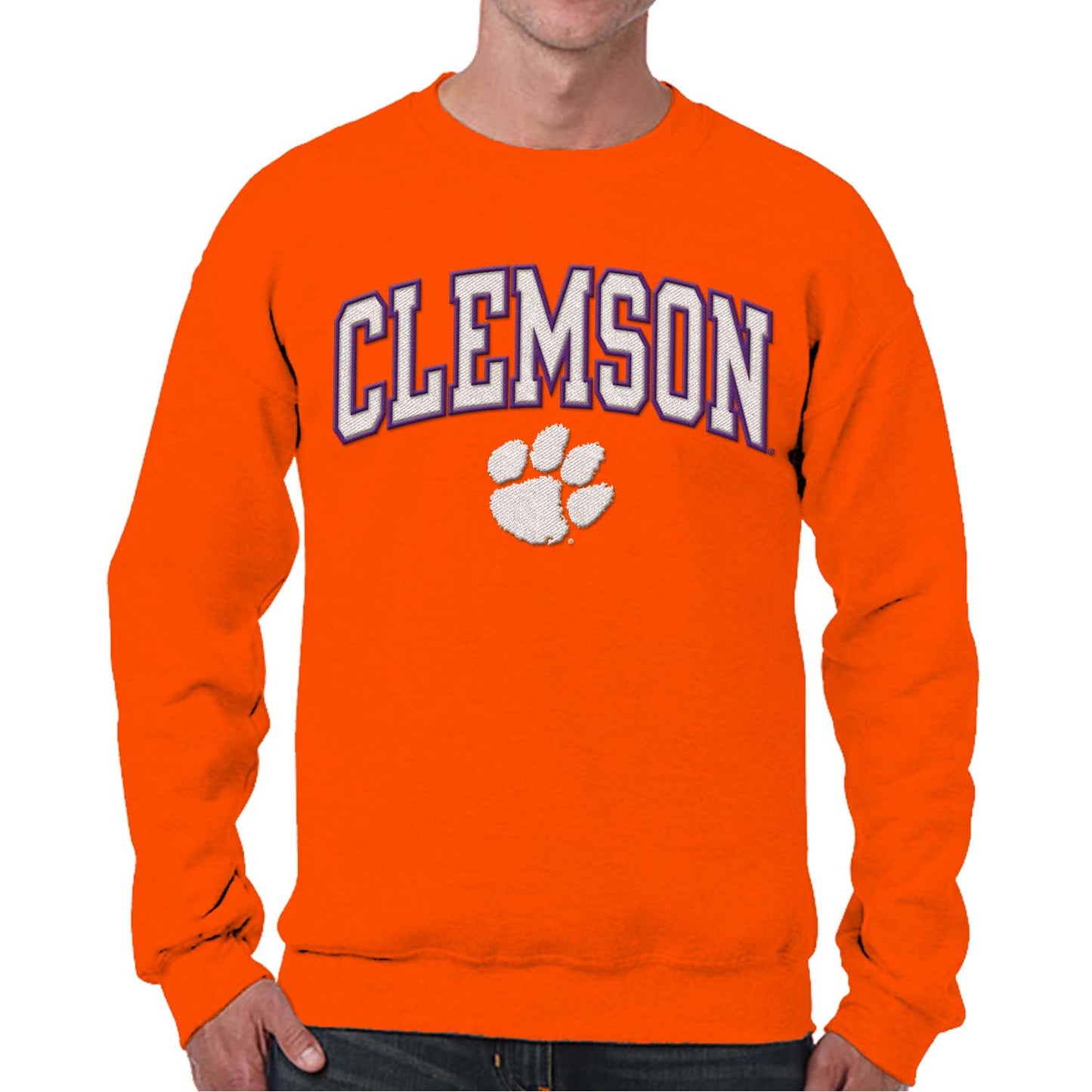 Clemson Tigers NCAA Adult Tackle Twill Crewneck Sweatshirt - Orange