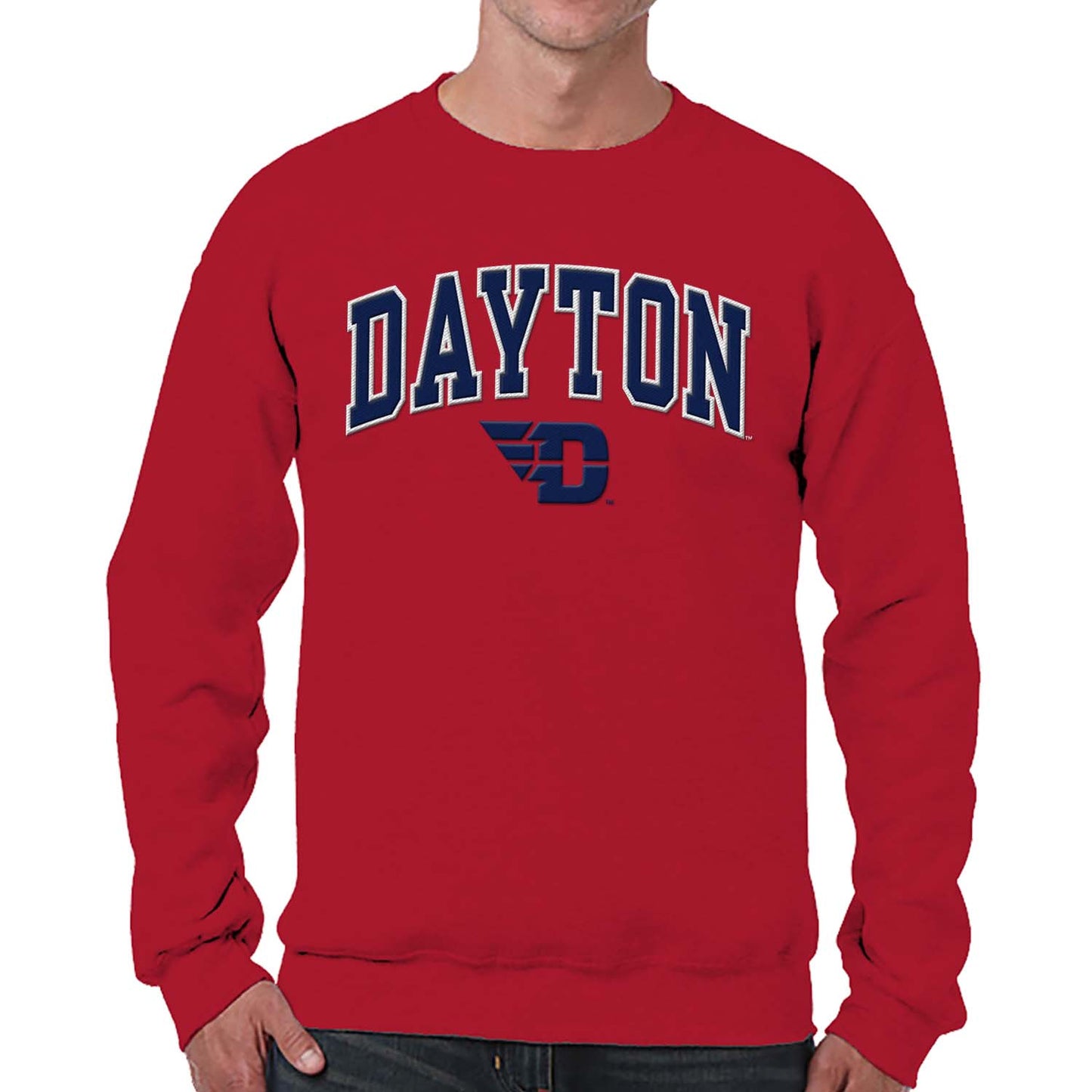 Dayton Flyers NCAA Adult Tackle Twill Crewneck Sweatshirt - Red