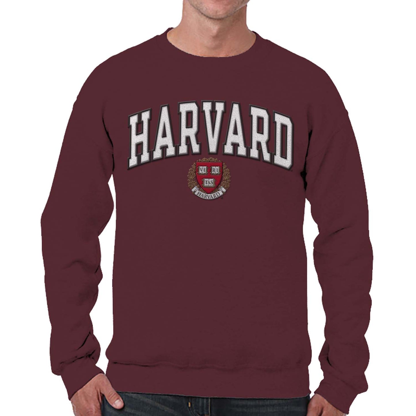 Harvard Crimson NCAA Adult Tackle Twill Crewneck Sweatshirt - Maroon