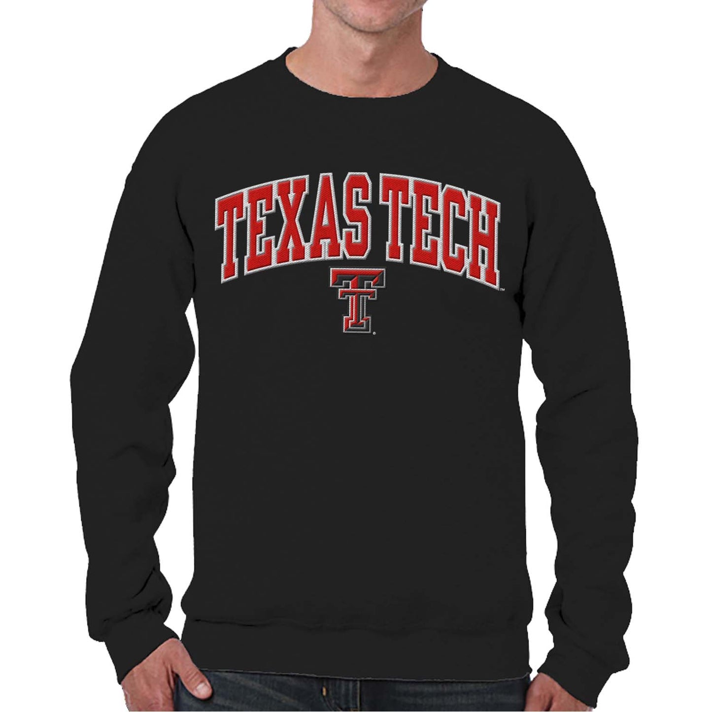 Texas Tech Red Raiders NCAA Adult Tackle Twill Crewneck Sweatshirt - Black