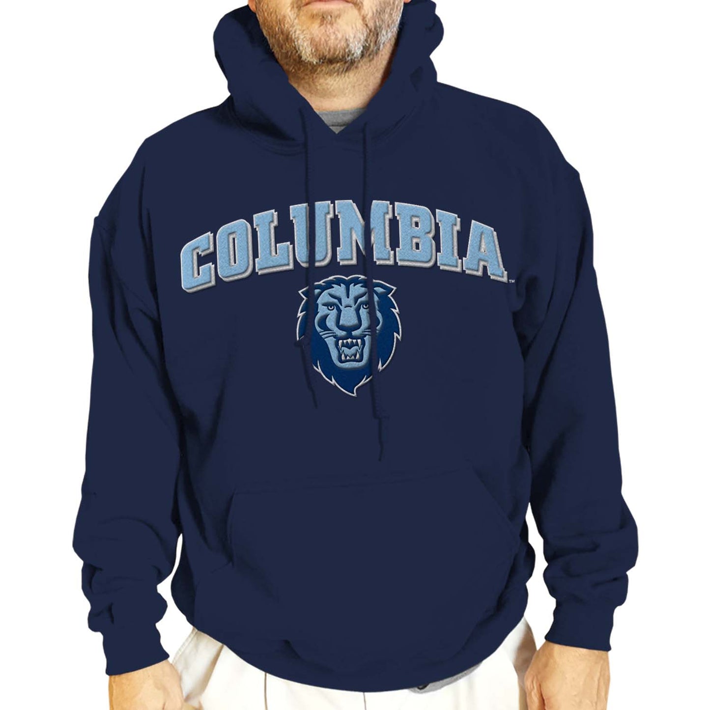 Columbia Lions NCAA Adult Tackle Twill Hooded Sweatshirt - Navy