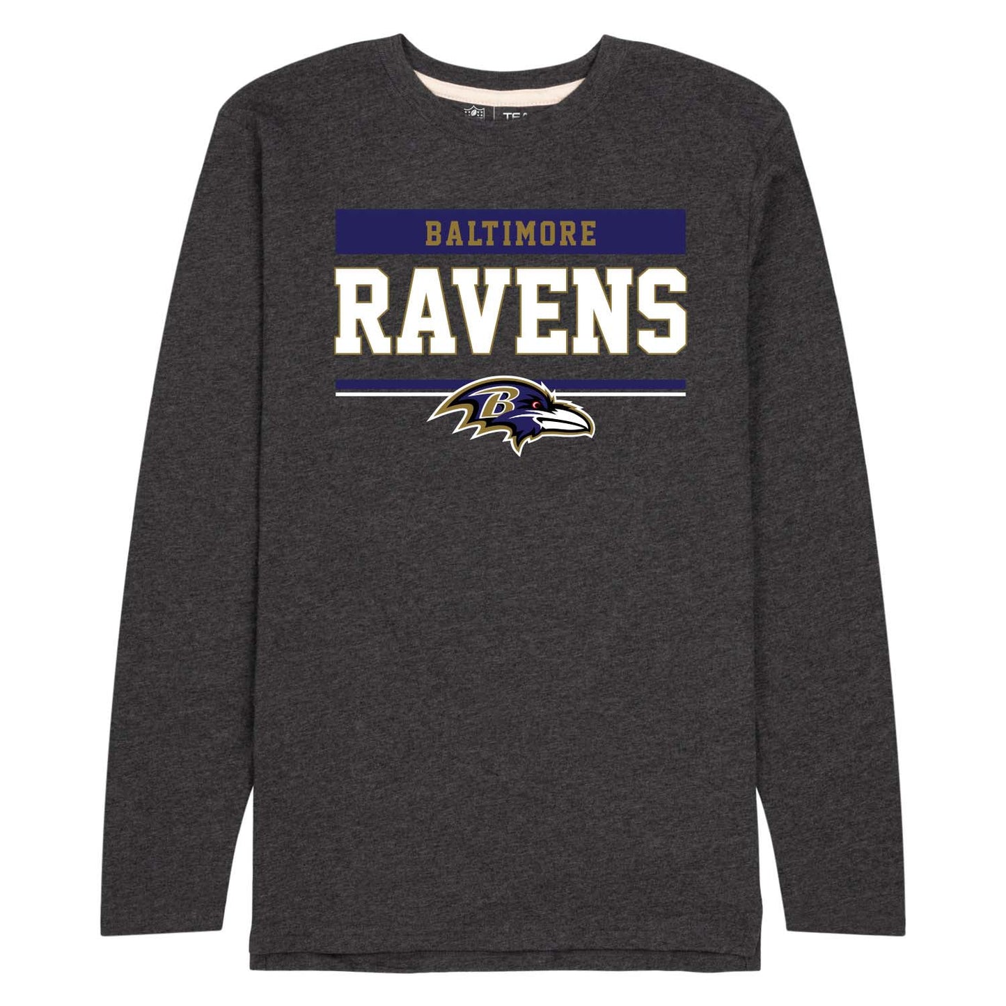 Baltimore Ravens NFL Adult Charcoal Long Sleeve T Shirt - Charcoal