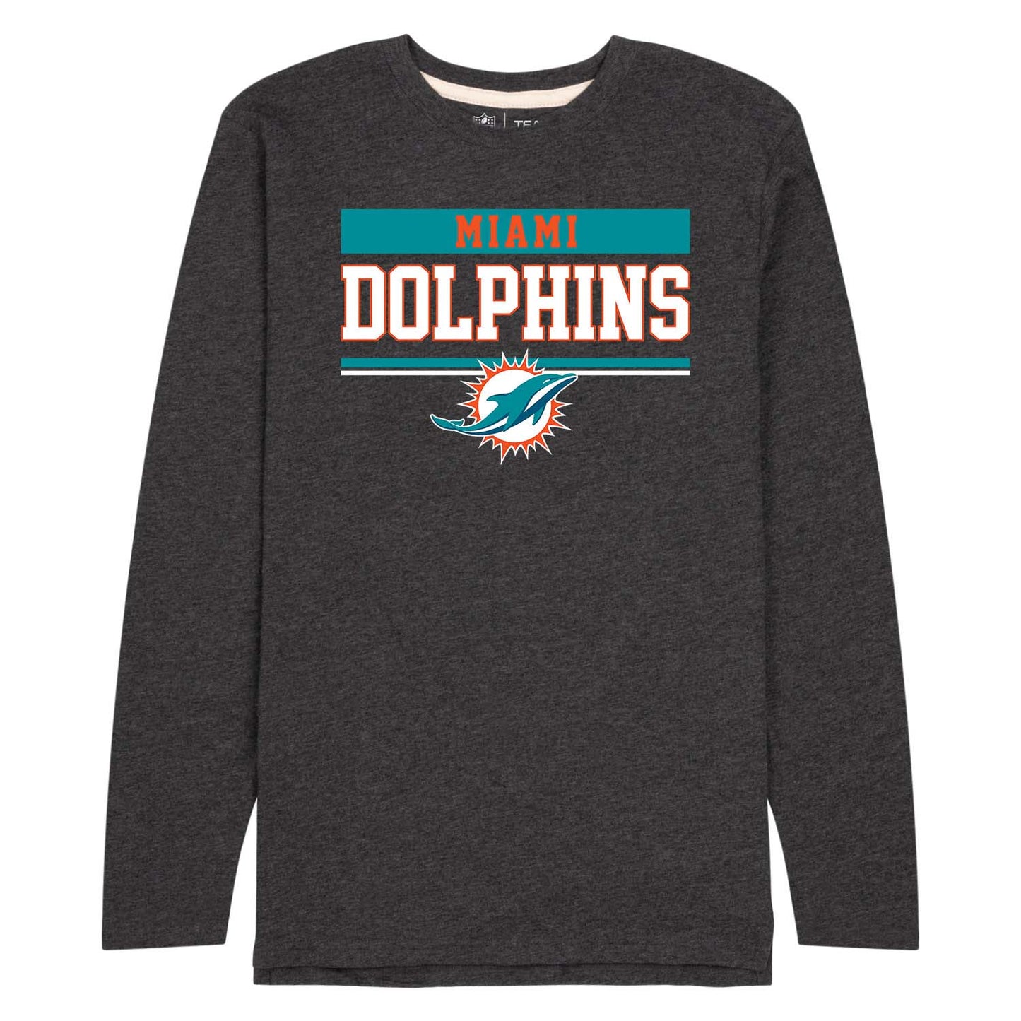Miami Dolphins NFL Adult Charcoal Long Sleeve T Shirt - Charcoal