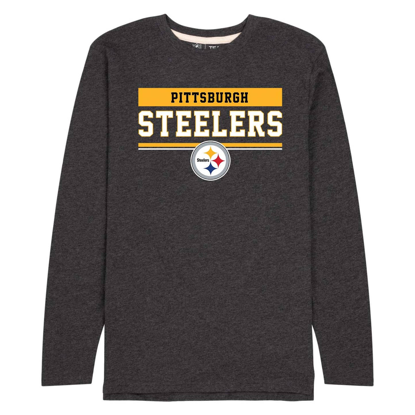 Pittsburgh Steelers NFL Adult Charcoal Long Sleeve T Shirt - Charcoal