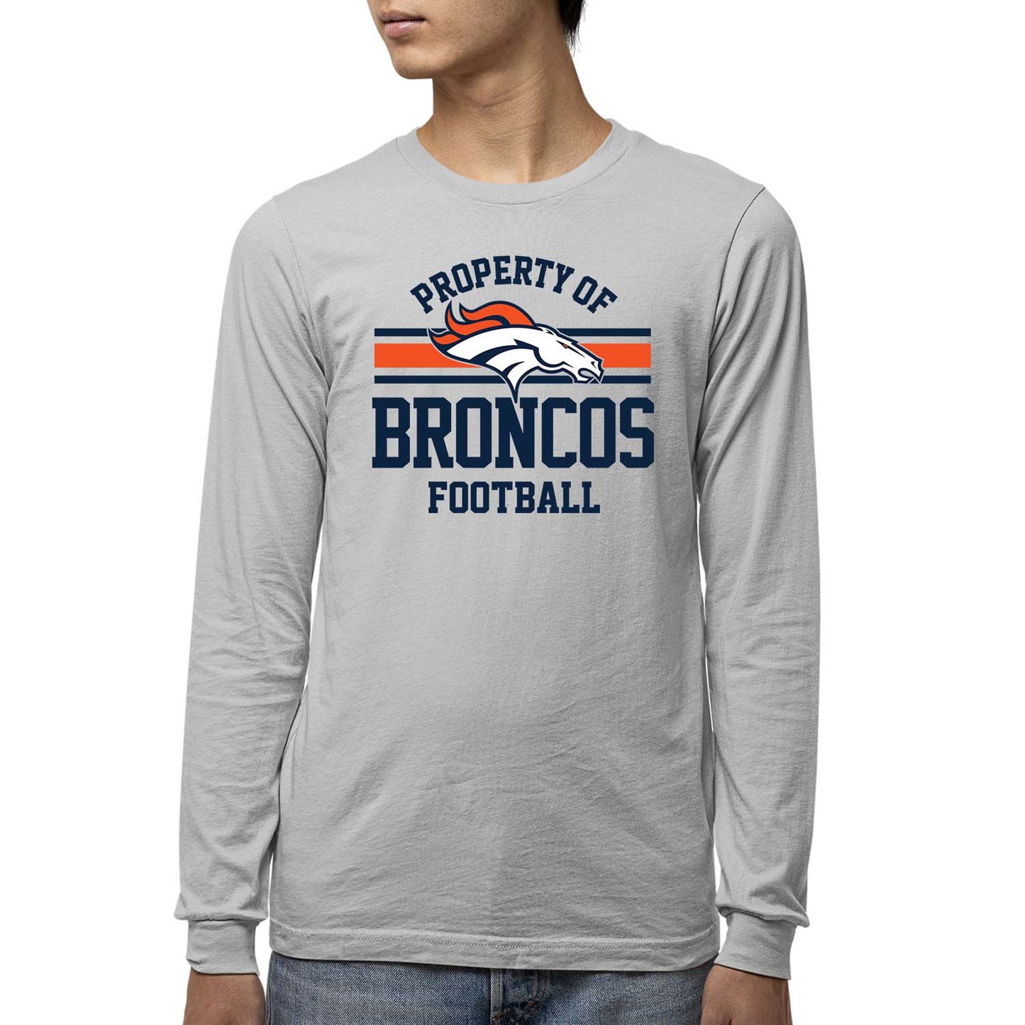 Denver Broncos NFL Youth Property Of Long Sleeve Lightweight T Shirt - Sport Gray