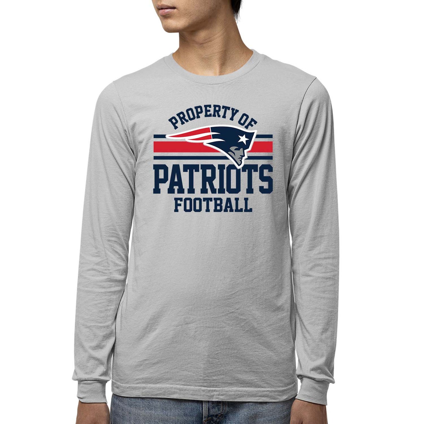 New England Patriots NFL Youth Property Of Long Sleeve Lightweight T Shirt - Sport Gray