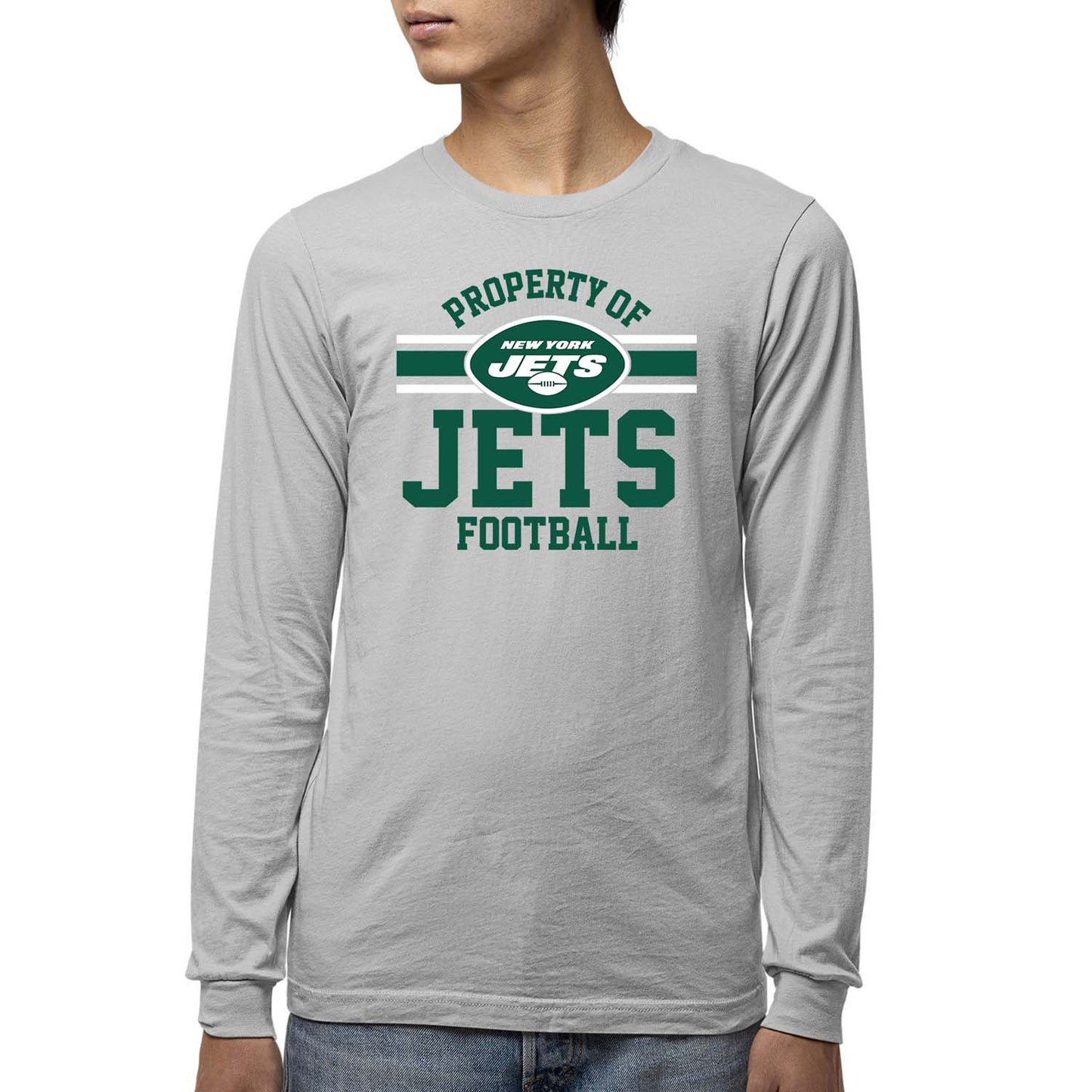New York Jets NFL Youth Property Of Long Sleeve Lightweight T Shirt - Sport Gray