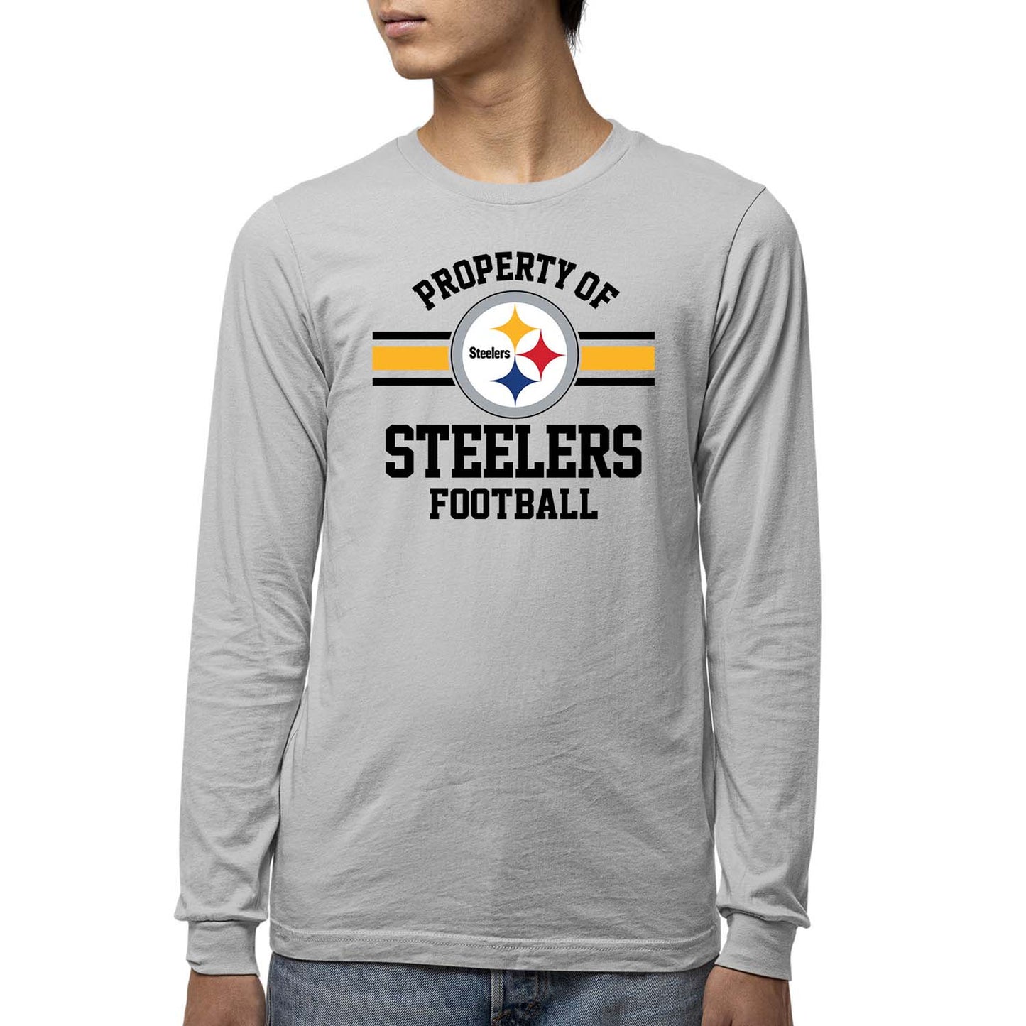 Pittsburgh Steelers NFL Youth Property Of Long Sleeve Lightweight T Shirt - Sport Gray