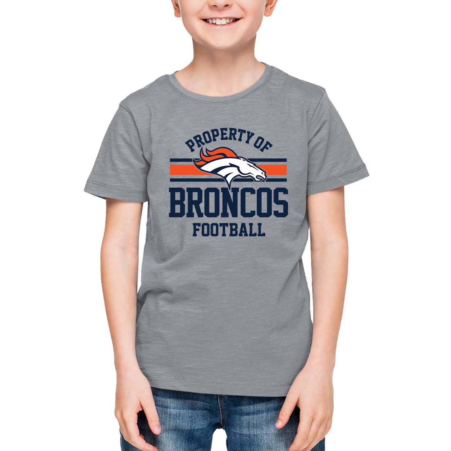 Denver Broncos NFL Youth Property Of Short Sleeve Lightweight T Shirt - Sport Gray