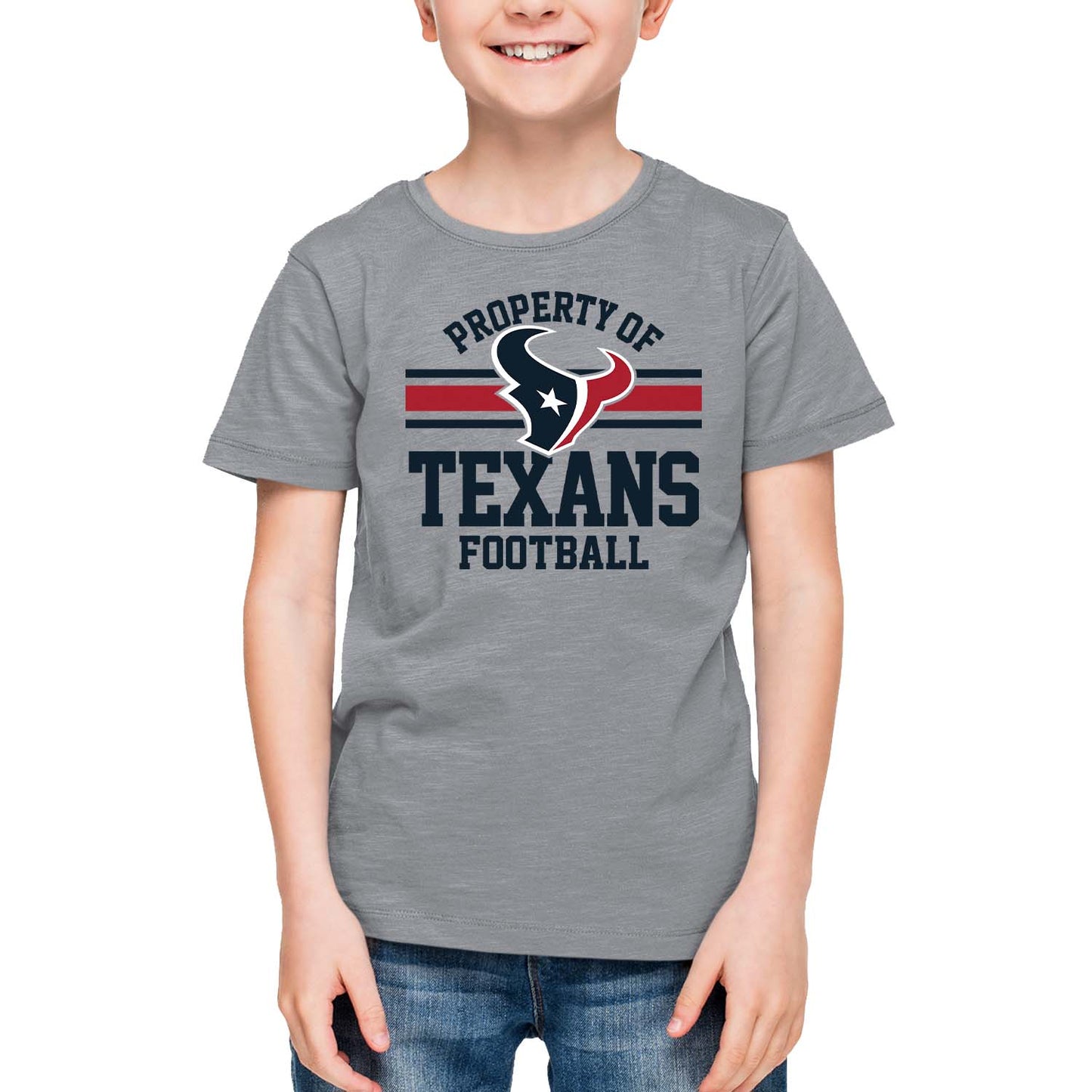 Houston Texans NFL Youth Property Of Short Sleeve Lightweight T Shirt - Sport Gray